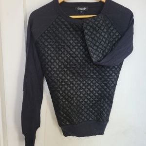 Wool pu leather sweater